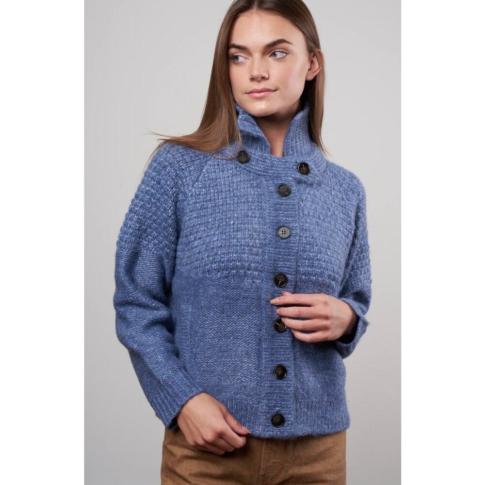 THE GREAT shrunken hearth cardigan sweater - saltwater blue Size 0 $395